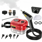 Ne&scaron;iojamas 2500W auk&scaron;tos temperatūros slėginis rankinis garinis valytuvas su 6 reguliuojamais lygiais, valymo ma&scaron;ina virtuvei, vonios kambariui, baldams, automobiliui EU PLUG raudona