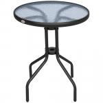 Bistro Kavos Staliukas Lauko Grūdinto Stiklo Vir&scaron;us Stalas Sodo Apvalus Valgomojo Stalas - 60cm Skersmens 60 x 60 x 70 cm juoda