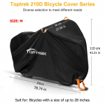 Toptrek Dviračio danga Vandeniui atspari Apsauginės dangos Lauko Anti-UV Dviračių danga Lietaus Sniego Vėjui atspari MTB Sodo Purvo dviračio priedai M-200x110x70cm black