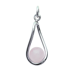 Les Tr&eacute;sors De Lily [L6701] - Pendentif Argent 'Mineralia' quartz rose argent&eacute; (rhodi&eacute;) - 20x10 mm