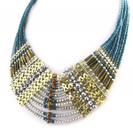 Les Tr&eacute;sors De Lily [M8202] - Collier Cr&eacute;ateur 'Altai' turquoise dor&eacute;