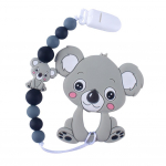 Puntos animacinių filmų kūdikių maisto klasės silikoninis koala dantukų čiulptukas, susegtas grandinėlės dantukų dygimo žaislas violetinė