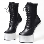 JIALUOWEI New 7inch High Heel Draft Sexy Horse Ankle Boots Big Size 36-46