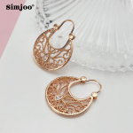 SIMJOO Fashion Rose Gold spalvos cirkonio auskarai Paprasti vėduoklės formos gėlių krep&scaron;elio auskarai