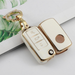 TPU automobilio atverčiamas raktų dėklo dangtelis, skirtas Volkswagen VW Polo Golf Passat Tiguan Beetle Caddy T5 Up Eos Skoda Octavia Seat Leon Altea raktų pakabuko priedai key case set 2
