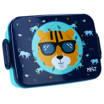 Les Tr&eacute;sors De Lily [A3071] - Lunch box 'Tigre' bleu orange - 16x13x5 cm