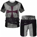 Mados riterių tamplierių 3D spausdinimo mar&scaron;kinėliai / &scaron;ortai / komplektai Vyri&scaron;ki trumpomis rankovėmis mar&scaron;kinėliai sportinis kostiumas Vintage Harajuku Streetwear drabužių kostiumas S