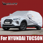 Pilnas automobilio uždangalas HYUNDAI Tucson Lietaus, &scaron;erk&scaron;no, sniego, dulkių apsaugai Atsparus vandeniui I&scaron;orinis automobilio apsaugas Dangalai Anti UV sidabras