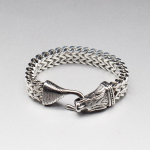 &Scaron;iaurieti&scaron;kas Naujas Vikingų Vilko Galvos Nerūdijančio Plieno Vyri&scaron;kas Apyrankė Hip Hop Individualizuota Dvigubos Eilės Apyrankė 19cm