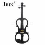 IRIN 4/4 elektrinis akustinis smuikas su smuiko korpuso dangteliu, skirtas muzikos styginiam instrumentui juoda