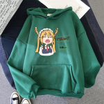 Anime Miss Kobayashi's Dragon Maid 2D spaudinio unisex medvilninis džemperis su gobtuvu, laisvas, populiarus gatvės stiliaus drabužis, unisex drabužiai 2XL
