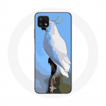 Coque pour Samsung Galaxy A22 5G Cacato&egrave;s Perroquets blanc Oiseaux balta