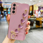 Meilės &Scaron;irdelės Pliu&scaron;inis Apyrankės Dėklas Samsung Galaxy S23 S22 S21 S20 FE S10 S9 S8 Plus Ultra Note20 10 Grandinėlės Padengtas Silikoninis Dėklas S23 violetinė