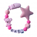 Koala Star Beads Silicone Teether Apyrankė Dantų čiulptukas Čiulptukas Clip Grandinė rožinė