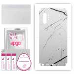 apgo Protective Skin Sticker for the back+sides compatible with Samsung Galaxy Note 10 Plus 5G, Full Wrap Film, Foil, Vinyl - Pattern White Marble