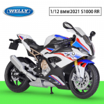 1/12 skalės Welly BMW 2021 S1000RR lydinio motociklo modelis, metalinės žaislinės transporto priemonės, motociklų modelis, didelis modeliavimas, kolekcija, dovanos vaikams 1/12-17.5x9.7x7cm balta