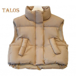 Žieminis moteri&scaron;kas paltas apykakle su užtrauktuku ilgomis rankovėmis grynos spalvos vėjui atsparus &scaron;ilumą sulaikantis pamink&scaron;tintas pūkinis paltas Vyri&scaron;kas plonas lauko striukė