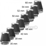 Motociklo oro filtras 35mm 39mm 48mm 50mm 52mm 54mm 60mm Universalus užspaudžiamas oro valytuvo filtro sistema motociklui, purviniam motociklui 35mm