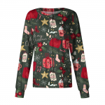 Moterų laisvalaikio mados ilgomis rankovėmis stovimas atvartas su viena krūtine, spausdinta kalėdinė apsauginė darbo drabužių striukė XXXXXL juoda