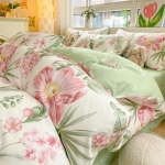 Keturių dalių grynos medvilnės mažų &scaron;viežių gėlių ra&scaron;to antklodės užvalkalo komplektas bendrabučio paklodei, trijų dalių patalynės komplektas 1.8m bed