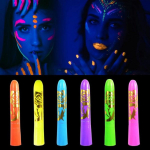 Gimtadienio vakarėlis Helovino maskaradas makiažas lauke suaugusiųjų &scaron;viesaus kūno veido tapybos rinkinys UV kreidelė fluorescuojanti 6 tipai, 6 pakuotės, 6 vienetai blue