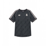 Adidas Originals X Real Madrid Theme Crew Neck Vintažiniai trumpomis rankovėmis futbolo mar&scaron;kinėliai Vyri&scaron;ki palaidinės tamsiai pilkos spalvos JI9481 XS