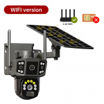 4K dvigubo objektyvo 4G SIM saulės kamera 8MP HD PTZ automatinis sekimas lauko apsaugos stebėjimas belaidė WIFI saulės CCTV IP kameros V380 WiFi Cam