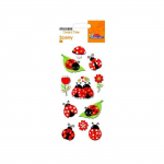 Autocollants en relief &agrave; paillettes - Coccinelles