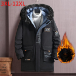 Didelis dydis 12XL 11XL 10XL storas vyri&scaron;kas plius medvilninis vėjo striukė Vidutinio ilgio striukė Laisva striukė su gobtuvu Paltai Bandana Spausdinti 8XL juoda