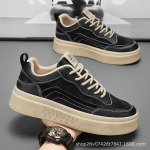 Pavasariniai vyri&scaron;ki batai nauji kvėpuojantys maži balti batai vyri&scaron;ki studenti&scaron;ki madingi universalūs platforminiai sportiniai laisvalaikio lentiniai batai madingi batai 44 juoda