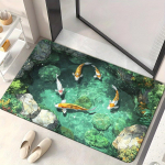 60*90cm 3D Koi žuvų vonios kilimėlis, flanelinis kilimėlis, tinkamas voniai, miegamajam, svetainės įėjimui, vonios kilimėlis, patvarus grindų kilimėlis 40*60cm mėlyna