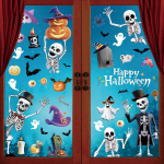 Helovino statiniai lipdukai dekoras 3D skeletas &scaron;ik&scaron;nosparnis moliūgas langų lipdukai vakarėlio reikmenys 20x30cmx4pcs