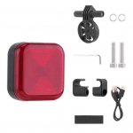 Dviračio galinis žibintas su stabdžių jutikliu, vandeniui atsparus, įkraunamas per USB, skirtas MTB, plento, kalnų dviračiams, montuojamas ant sėdynės stiebo, po balneliu, įspėjamoji galinė lemputė naktiniam važiavimui A