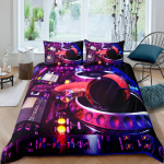 Namų gyvenimas Prabangus 3D DJ ausinių patalynės komplektas Muzikinė antklodės užvalkalas Pagalvės užvalkalas Karalienės ir Karaliaus EU/US/AU/UK dydžio antklodė Patalynė EU single(135x200cm)