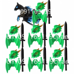 Suderinami MOC Viduramžių statybinių kaladėlių personažai Kariai Drakonų riteriai Juodasis liūtas Erelis Žaislas Dovana Kaladėlės Ūkininkas Karys X048