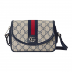Gucci Ophidia GG Supreme Mini rankinė per petį, smėlio spalvos drobė su tamsiai mėlynais odos apvadais, moteri&scaron;ka rankinė per petį kasdieniam pirkinių kelionėms 772239-FACUK-4047 Basic Set (Bag+Dust Bag)