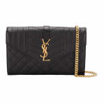 Saint Laurent Ysl Monogramos Auksinis Logotipas Grūdėtos Dygsniuotos Odos Grandinėlės Per Petį Rankinė Moteri&scaron;kos Rankinės Juoda 620280BOW911000 Basic Set (Bag+Dust Bag)
