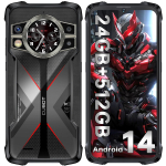 CUBOT Kingkong 9 Atsparus i&scaron;manusis telefonas, 24 GB+512 GB I&scaron;manusis telefonas 10600 mAh/33 W, 120 Hz 6,58 FHD+, 100 MP+24 MP Naktinis matymas, 1,35 Mini ekranas/IP68/OTG/NFC juoda
