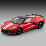 1:22 Corvette Stingray Coupe C8 Superautomobilio lydinio automobilio modelis Garsas ir &scaron;viesa Atitraukiamas Vaikams skirtas žaislas Kolekcionuojami daiktai Gimtadienio dovana raudona