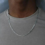 40-75cm 925 Sidabriniai 4mm Figaro Kaklo papuo&scaron;alai Moterims Vyrams Ilgi Kaklo papuo&scaron;alai Hip Hop Juvelyrika Dovana 75cm gray