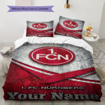 Vardas Individualus 1.FC N&uuml;rnberg Logotipo Ra&scaron;tas Lovos Patalynės Komplektas Antklodės Užvalkalas Pagalvės Užvalkalas Namų Dekoras Dovana (1 * antklodės užvalkalas + 2 * pagalvės užvalkalai, be &scaron;erdies) 135x200cm