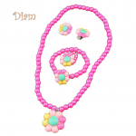 Diamin Gėlė Dirbtiniai perlai Vaikai Mergaitės Auskarai Apyrankės Kaklo papuo&scaron;alai Žiedai Papuo&scaron;alų rinkinys Smulkmena rožinė