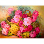 Rožių gėlės, krep&scaron;inio kri&scaron;tolas, pilnas grąžtas, kvadratinis 5D deimantinis paveikslas kryželiu dygsnis apvalus kalnų kri&scaron;tolas 20X30CM