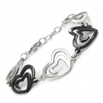 Les Tr&eacute;sors De Lily [I1133] - Bracelet Acier 'Love' noir argent&eacute; - 22 mm