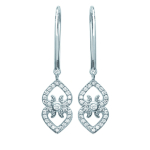 Les Tr&eacute;sors De Lily [L5029] - Boucles Argent 'Sissi' blanc argent&eacute; (rhodi&eacute;) - 35x8 mm