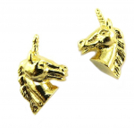 7bis [P8199] - Boucles artisanales 'Licorne My Unicorn' dor&eacute; - 10x10 mm auksas
