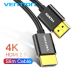 Vėdinimo HDMI kabelis 4K Plonas HDMI į HDMI 2.0 laidas, skirtas HDMI skirstytuvo ilgikliui PS4/PS3 Apple TV HDTV projektorius 2.0 HDMI laidas 0.5M juoda