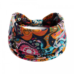 Medvilninis mink&scaron;tas galvos apdangalas Bandana turbanas elastinis mazgas plaukų priedai Vintažinės galvos juostos plačios gėlių ra&scaron;tos Boho 59
