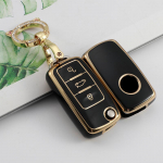TPU automobilio atverčiamas raktų dėklo dangtelis, skirtas Volkswagen VW Polo Golf Passat Tiguan Beetle Caddy T5 Up Eos Skoda Octavia Seat Leon Altea raktų pakabuko priedai key case set 2