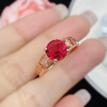 Bella Box nauja madaTemperamento apvalios formos raudoni atidaromi žiedai Prabangūs moteri&scaron;ki papuo&scaron;alai vakarėliui Geriausia mamos dovana Briliantiniai žiedai Adjustable Opening rožinė raudona spalva